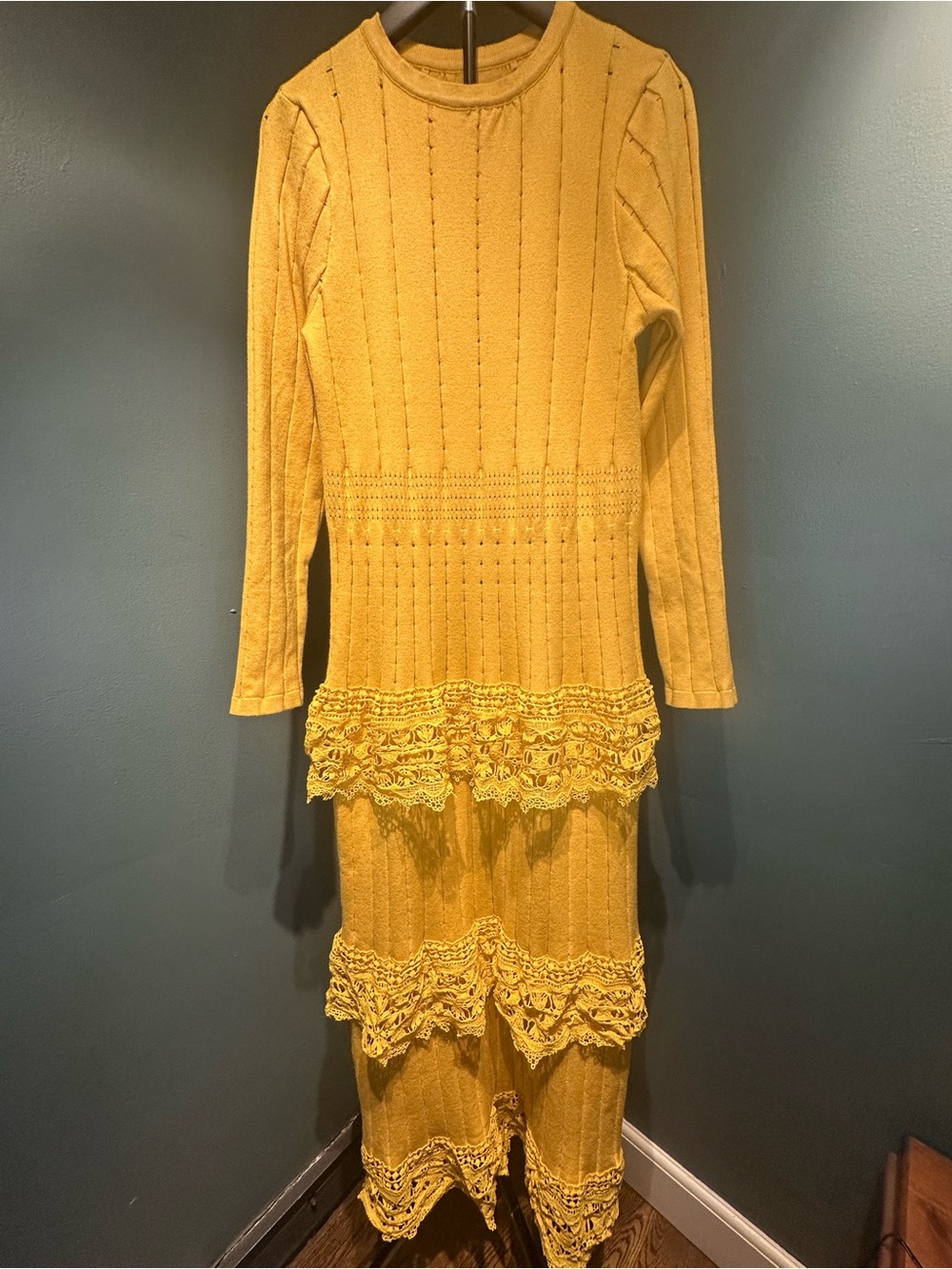 Zivah Long Sleeve Maxi Eyelet Lace Dress - Golden Yellow